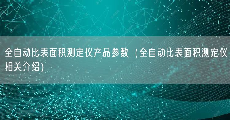 全自动比表面积测定仪产品参数（全自动比表面积测定仪相关介绍）(图1)
