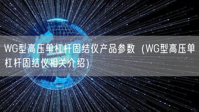 WG型高压单杠杆固结仪产品参数（WG型高压单杠杆固结仪相关介绍）(图1)