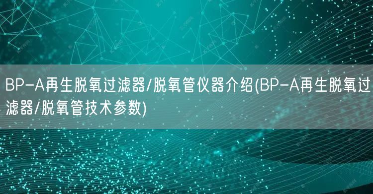 BP-A再生脱氧过滤器/脱氧管仪器介绍(BP-A再生脱氧过滤器/脱氧管技术参数)(图1)