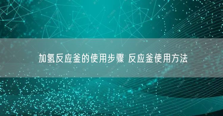 加氢反应釜的使用步骤 反应釜使用方法(图1)